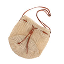 Ladies Rattan Shoulder Satchel Straw Weaving Basket Bags Tote Messenger Handwoven Shoulder Bags with Leather Straps