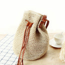 Ladies Rattan Shoulder Satchel Straw Weaving Basket Bags Tote Messenger Handwoven Shoulder Bags with Leather Straps