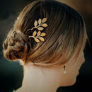 2pcs Boho Golden Leaves Branch Hair Pins Wedding Bridal Hair Clips Barrettes Ladies Hair Decoration