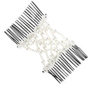 EZ Magic Butterfly Pearls Double Hair Comb Clip, Stretchy, White