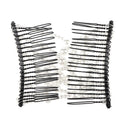 EZ Magic Butterfly Pearls Double Hair Comb Clip, Stretchy, White