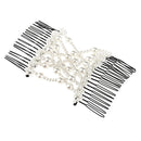 EZ Magic Butterfly Pearls Double Hair Comb Clip, Stretchy, White