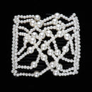EZ Magic Butterfly Pearls Double Hair Comb Clip, Stretchy, White