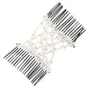 EZ Magic Butterfly Pearls Double Hair Comb Clip, Stretchy, White