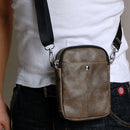 Mens Vintage Leather Shoulder Crossbody Messenger Bags Waist Pack Belt Bag