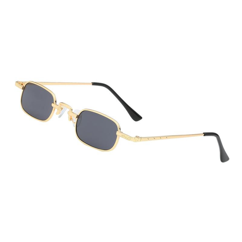 2 Pieces Small Square Punk Sunglasses Metal Rectangle Sunglasses