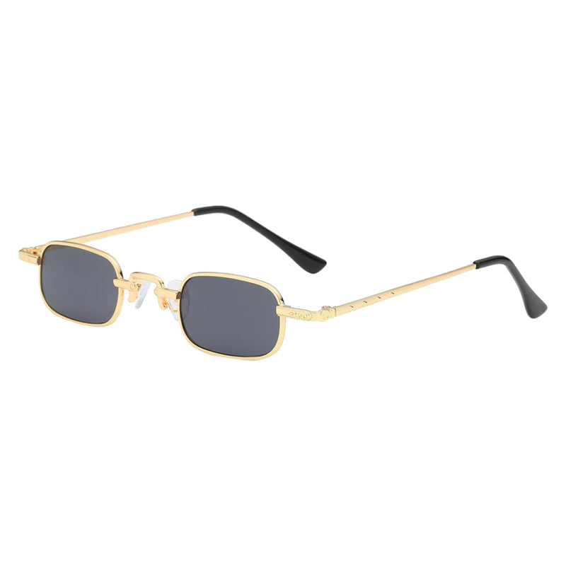 2 Pieces Small Square Punk Sunglasses Metal Rectangle Sunglasses