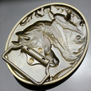 Western Belt Buckle Replacement - Engraved Horse Head - Oval Cowboy Belt Buckle