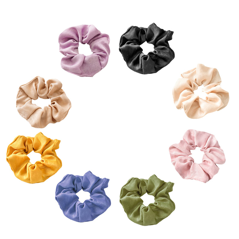 8Pcs Women Satin Hair Scrunchie Tie Loop Band Hairband Decor Accessories