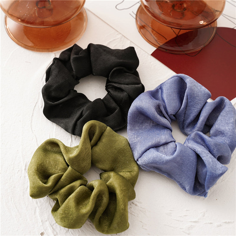 8Pcs Women Satin Hair Scrunchie Tie Loop Band Hairband Decor Accessories