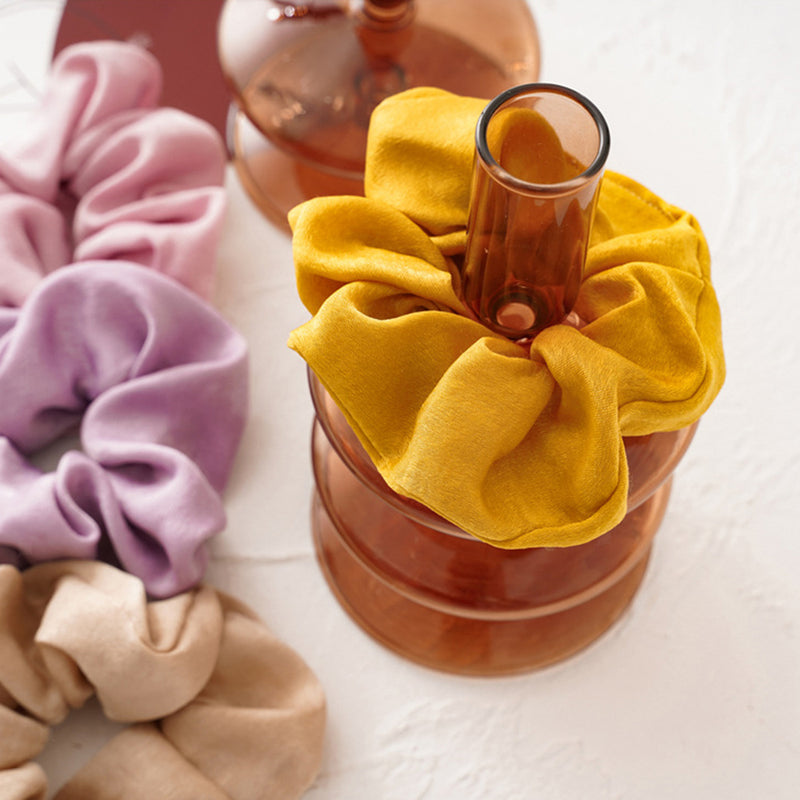 8Pcs Women Satin Hair Scrunchie Tie Loop Band Hairband Decor Accessories