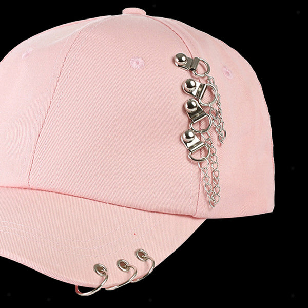 2 Pcs Hip Hop Baseball Cap Outdoor Metal Ring Snapback Casual Trucker Hats