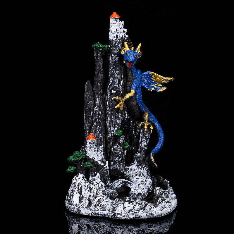 Backflow Incense Burner Resin Dragon Censer Holder + Cone Home Decor 13.5x22.5cm