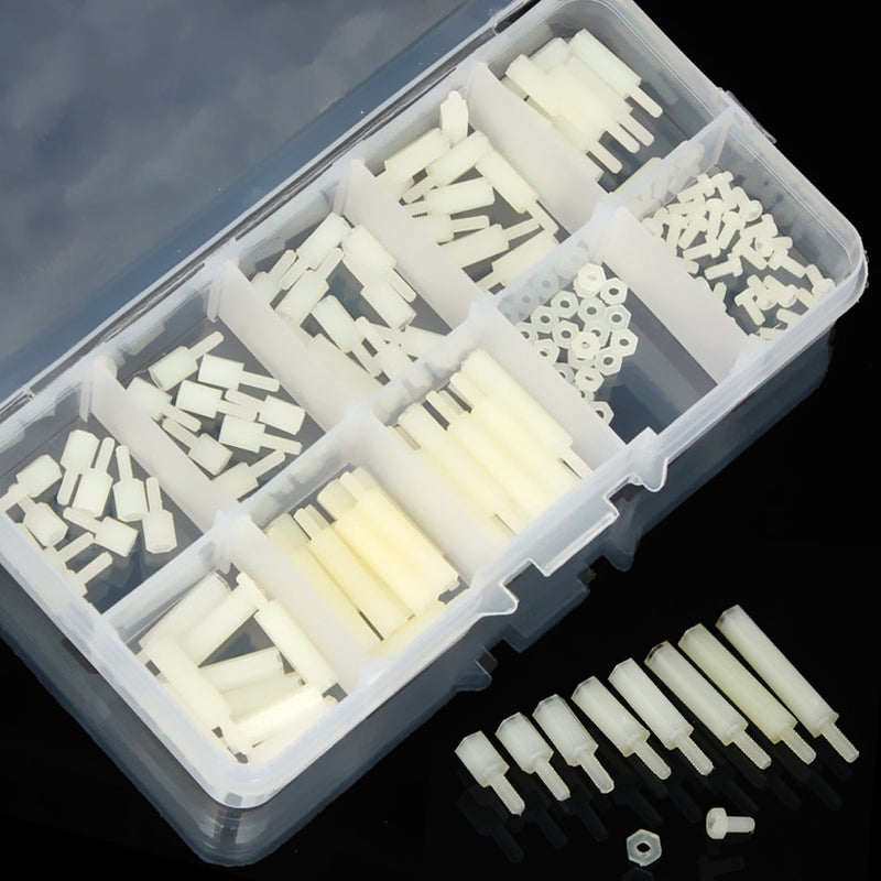 Suleve M2NH2 M2 Nylon Screw White Hex Screw Nut Nylon PCB Standoff Assortment Kit 140Pcs