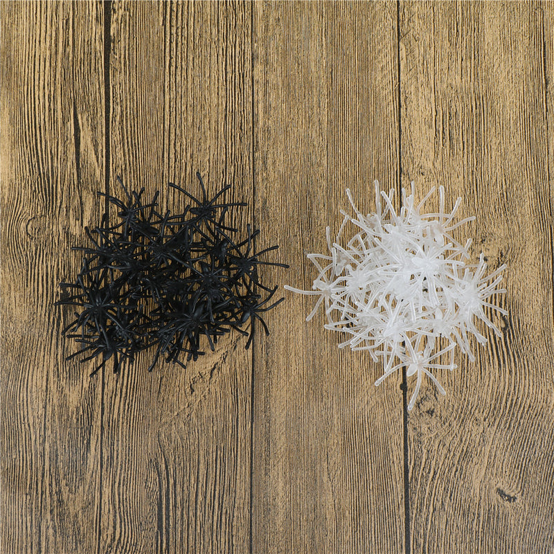 30Pcs/Pack Halloween Decorative Spiders Small Plastic Fake Spider Prank Haunted House Decorations