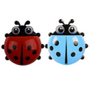 2 Pcs Convenient Bathroom Toothbrush Stuff Ladybug Wall Suction Holder, Blu Q6S6