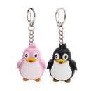 2 Pcs Cute Penguin Keyring Led Torch with Sound Keychain Christmas Xmas Par S8M5