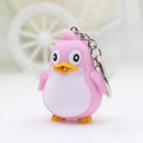 2 Pcs Cute Penguin Keyring Led Torch with Sound Keychain Christmas Xmas Par S8M5