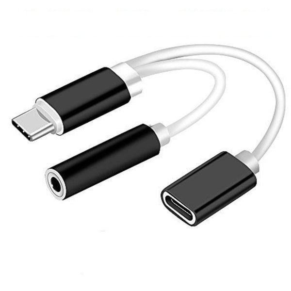 Bakeey Mini Type-C to 3.5mm Adapter Earphone Audio Cable 2 In 1 Music Port Adapter Type C to 3.5 AUX Jack for Xiaomi 6 Mi6
