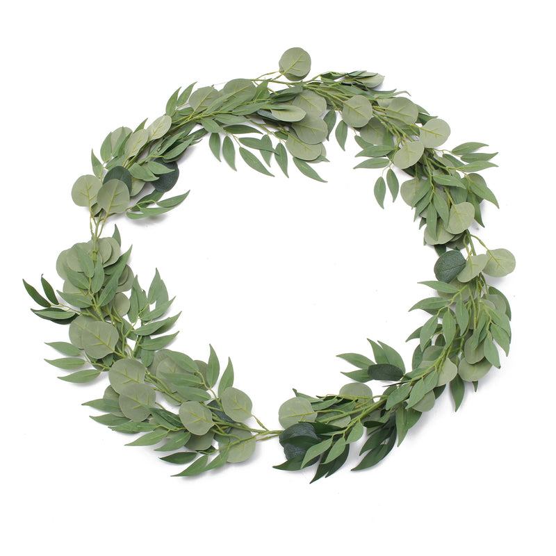 Artificial Silver Dollar Eucalyptus Garland Faux Silk Leaf Vine Greenery Willow Ring Wedding Home Garden Decorations