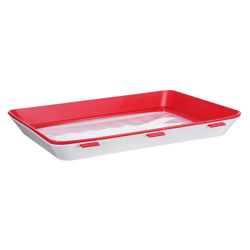 Creative Stackable Food Preservation Tray Reusable Vacuum Preservation Tray Cover w/ Elastic Lid for Vegetable Fruit w/ 2 Dish Towels