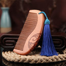Wooden Comb Double-Sided Carving Peach Wood Comb Tassel Nanmu Mahogany Massage Hair Scalp Hair Care