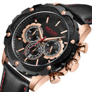 MEGIR 2070 Sport Style Chronograph Luminous Display Leather Men Quartz Watch