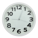 34cm Silent Round Wall Mountable Quartz Analogue Clock White and Blue Frame