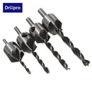 Drillpro DB-C3 4pcs 5 Flute Countersink Drill Bits Reamer Woodworking Chamfer 3mm-6mm