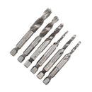 Drillpro 6pcs 1/8-3/8 Inch BSW Thread HSS Combination Drill Tap Bit Set Hex Shank Deburr Countersink Bits