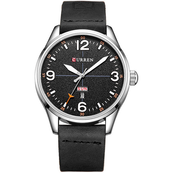 CURREN 8265 Men Sport Watch Military Leather Week Day Display Strap Casual Quartz Wrist Watch