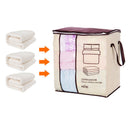 Foldable Non-Woven Quilt Bag Large Comforters Clothes Storage Bag Container Blankets Organizer w/ Handle Window