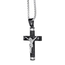Stainless Steel Christ Jesus Cross Crucifix Patterned Pendant Necklace Chain