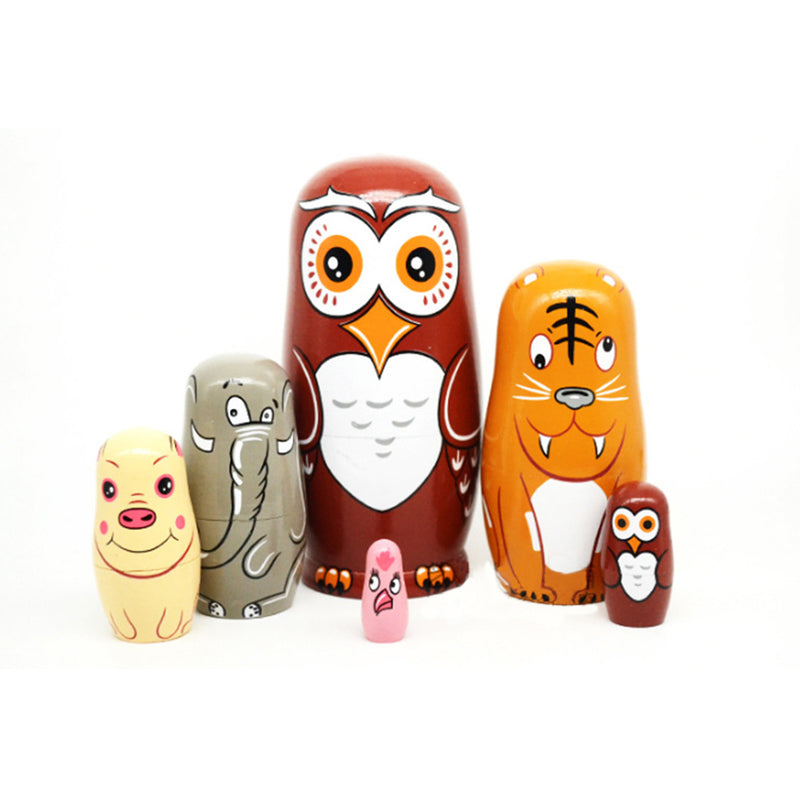 6Pcs/Set Nesting Dolls Wooden Matryoshka Russian Dolls Hand Painted Baby Toy  Home Decorations