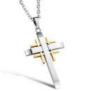 Trendy Silver Gold Men Cross Necklace Stainless Steel Charm Necklaces