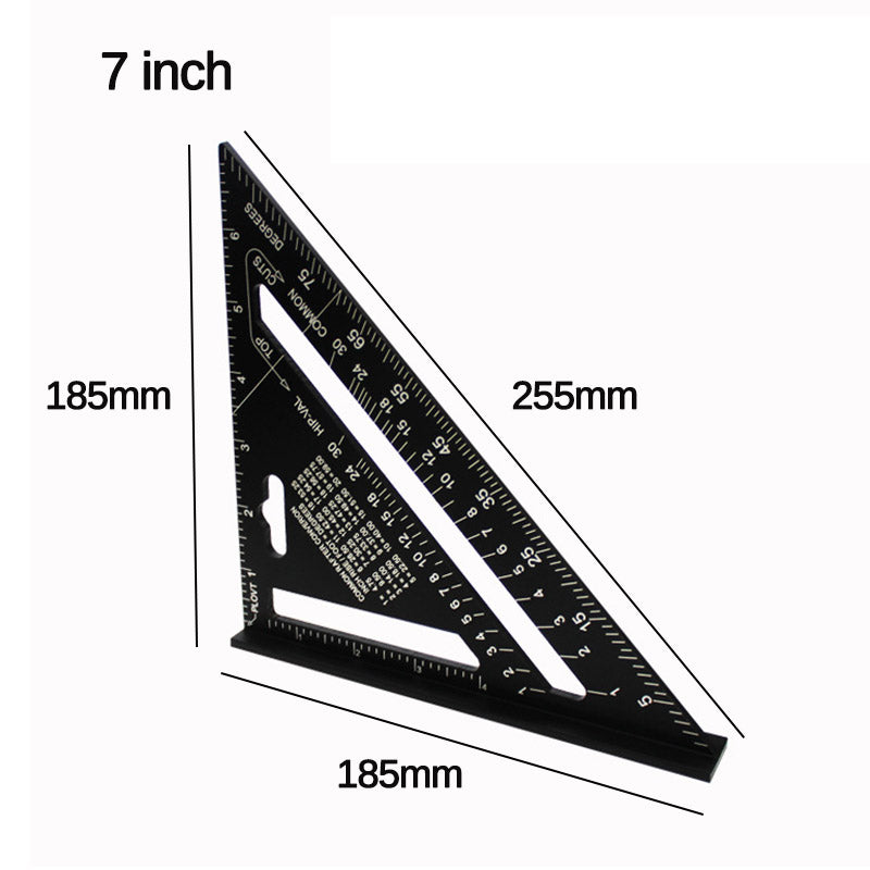 7/12 Inch Aluminum Square Triangle Ruler Protractor Miter Framing Measuring