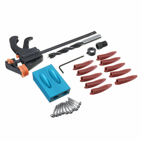 31pcs DIY Woodworking Oblique Hole Drill Pocket Hole Jig 15 Degree Angle Inclined Hole Locator