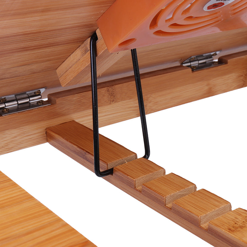 Portable Folding Lap Desk Bamboo Laptop Breakfast Tray Bed Table Stand Fan
