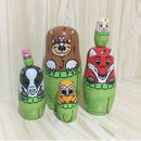6Pcs/Set Wooden Animals Hand Painted Russian Nesting Dolls Matryoshka Dolls Toys Home Decorations