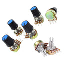 5Pcs B500K 500K Ohm 3 Terminals Rotary Audio B Type Potentiometer & 2Pcs B2 T6W1