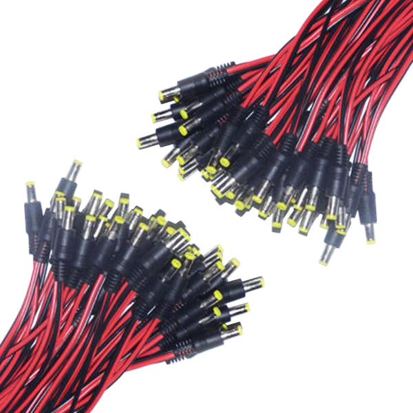 50Pcs 12V Male DC Power Socket Jack Plug Wire Connector Cable CCTV DC 5.5  x 2.1mm