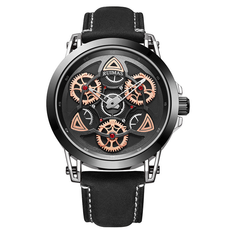RUIMAS 550 Mechanical Design Creative Men Wrist Watch Cowhide Strap Quartz Watch