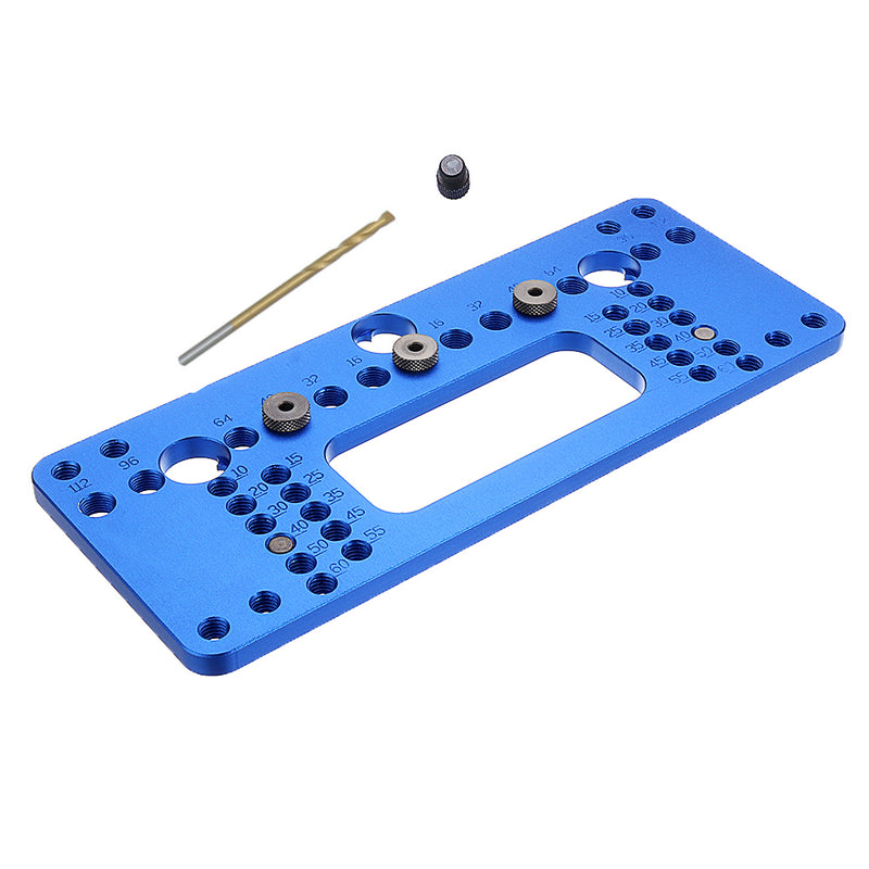 Aluminum Alloy Adjustable Metric Cabinet Hardware Jig Plus Cabinet Door Knob Handle Install Drill Guide Template Jig with 4.2mm Drill Bit Set