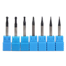 7pcs Radius 0.5-2.0mm 2 Flutes Ball Nose End Mill Cutter Set CNC Tool