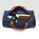 Canvas Wet Dry Separation Shoes Yoga Bag Sports Fitness Cylindrical Gym Bag Travel Luggage Shoulder Bag