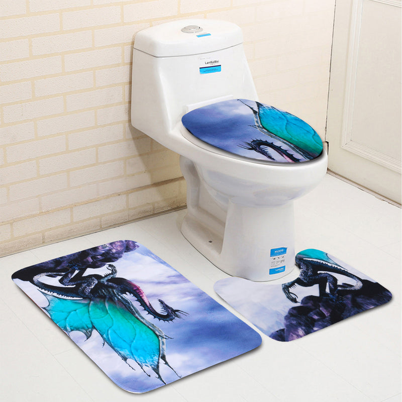 Ancient Dragon Shower Curtains Bath Pad Pedestal Rug Lid Toilet Cover Mat