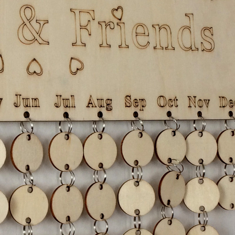 Wooden Anniversary Calendar Board DIY Family Friends Birthday Calendar Sign Special Dates Hanging