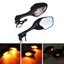 Pair Motorcycle Rear View Mirrors Turn Signal Light For Honda CBR1000RR 2008-2013