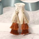 Women's  Bohemian Tassel Earrings Hand-made Three Layers Different Color Ear Drop Unique Gift