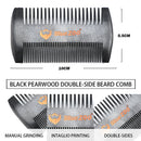 Pear Wood beard double comb + PU leather bag anti-static beard care comb men's portable hair brush